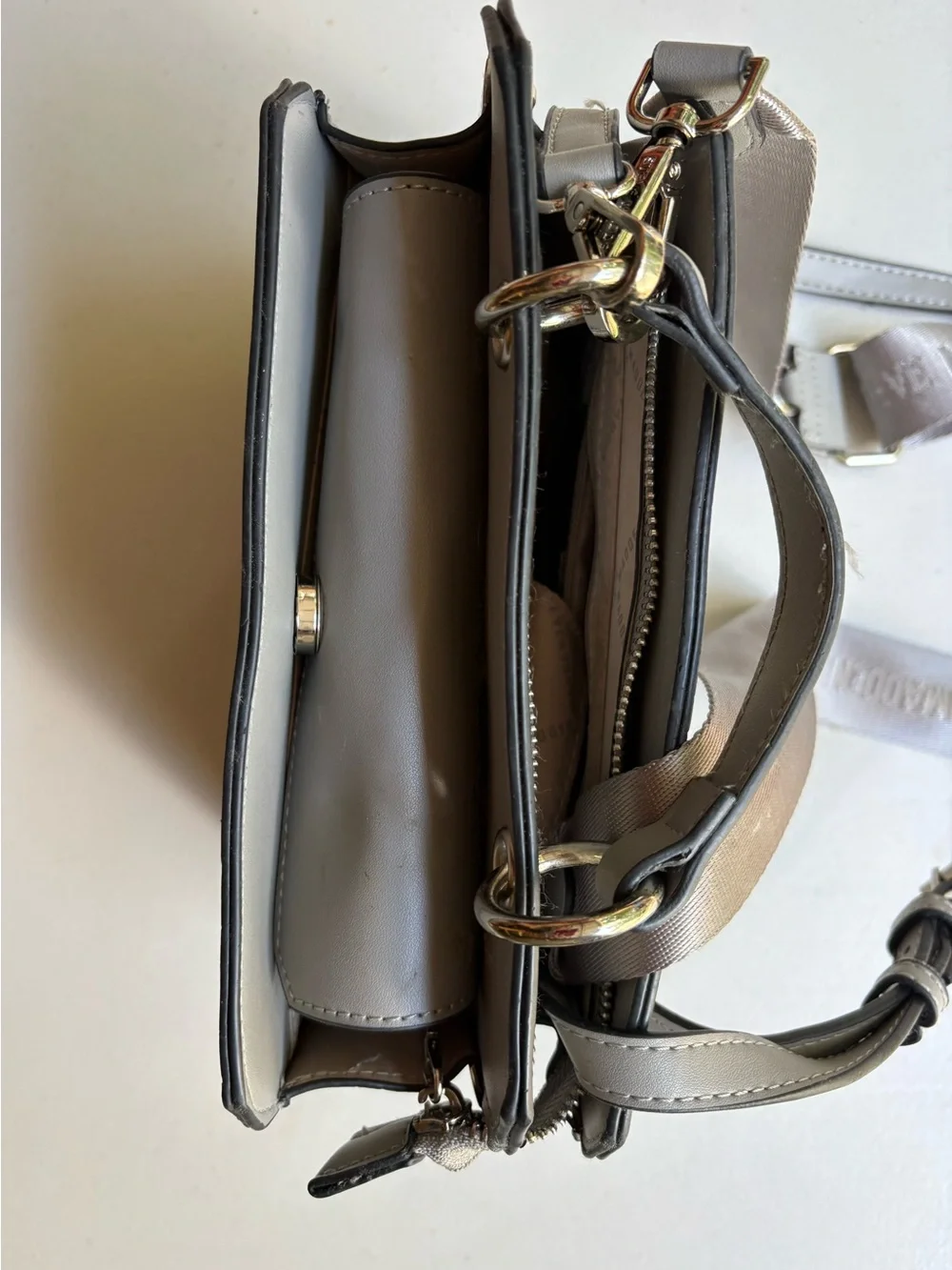 Steve Madden Light Gray Messenger Bag with Branded Strap